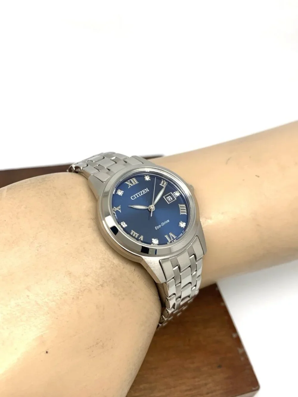 Citizen Women's Watch FE1240-57L Eco Drive Blue Dial Gemmed Silver Steel 29mm